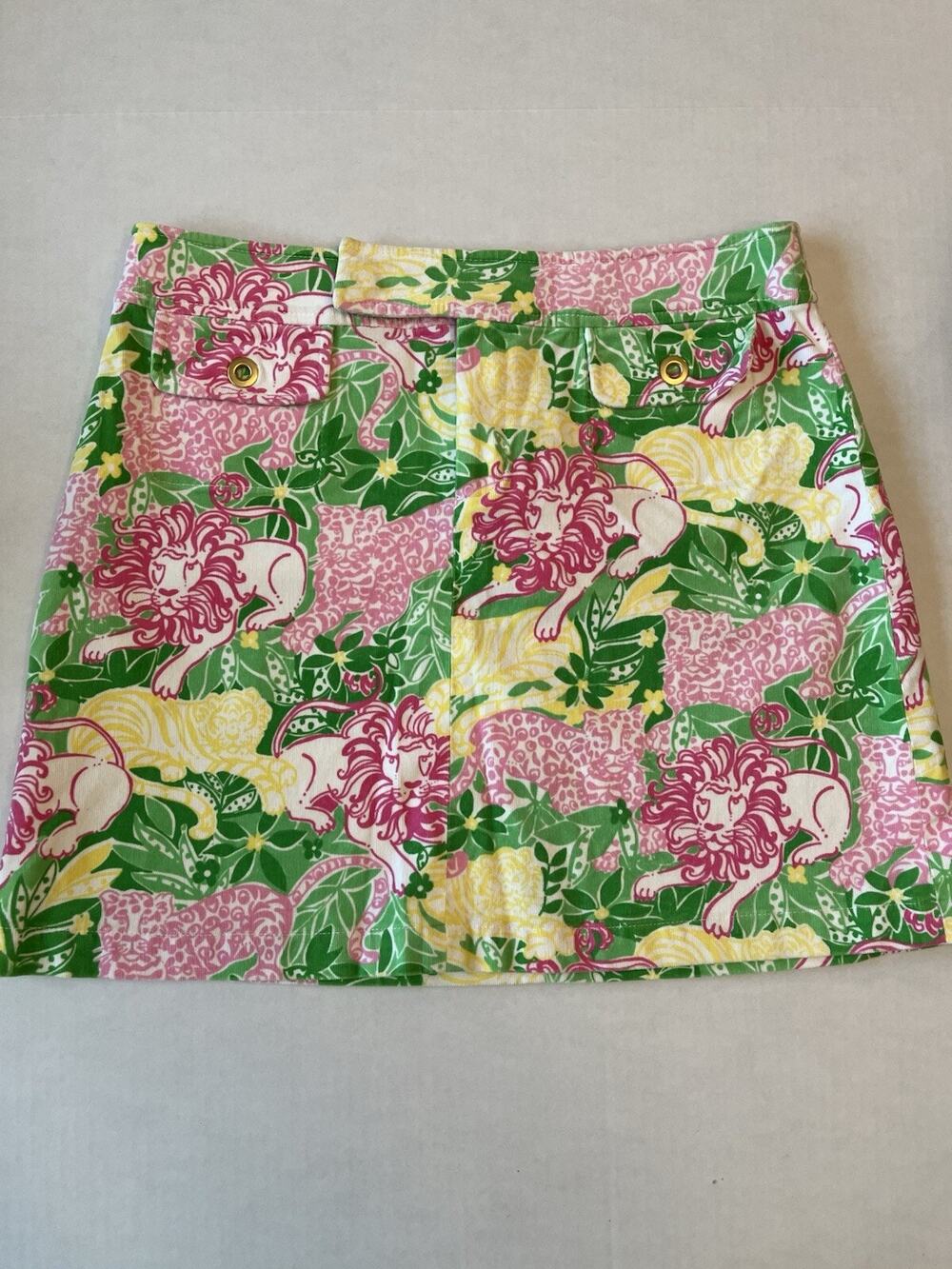 Lilly Pulitzer Animal Crackers Floral Lion Corduroy Skirt Size 8